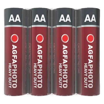 Elem, AA, 4 db, féltartós (szén-cink), zsugor, AGFAPHOTO "Heavy Duty"