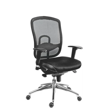 Főnöki szék, szövetborítás,fejtámla nélkül, hálós háttámla, "Oklahoma", fekete
