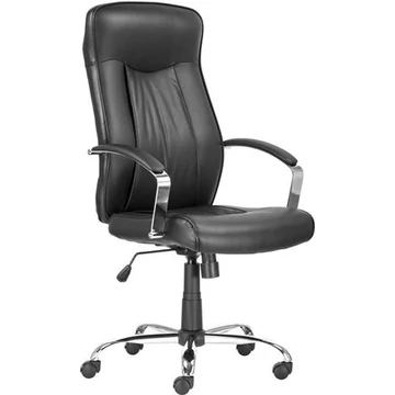 Főnöki szék, műbőr borítás, króm lábkereszt, "Montgomery", fekete Főnöki szék, műbőr borítás, króm lábkereszt, "Montgomery", fekete