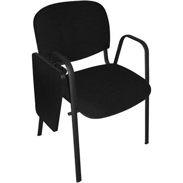 Tárgyalószék, fekete fémváz, kihajtható írótáblával, "Taurus", fekete