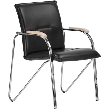 Tárgyalószék, műbőr borítás, krómozott acélváz, bükk karfa, "Sabina", fekete Tárgyalószék, műbőr borítás, krómozott acélváz, bükk karfa, "Sabina", fekete