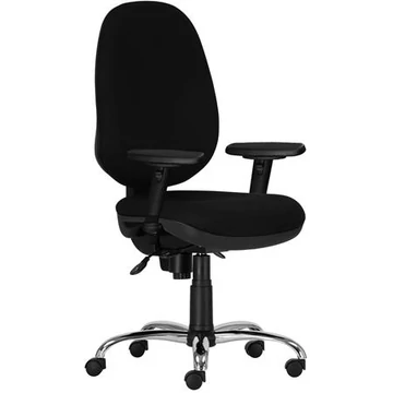 Menedzserszék, szövetborítás, króm lábkereszt, "Estela XXL AR08", fekete