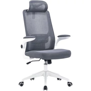 Irodai forgószék, szürke hálós háttámla, szürke szövetborítás, fehér műanyag váz és lábkererszt, "Mulberry" Irodai forgószék, szürke hálós háttámla, szürke szövetborítás, fehér műanyag váz és lábkererszt, "Mulberry"