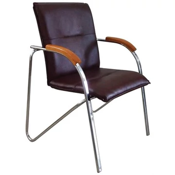 Tárgyalószék, műbőr borítás, krómozott acélváz, cseresznyefa karfa, "Sabina", fekete Tárgyalószék, műbőr borítás, krómozott acélváz, cseresznyefa karfa, "Sabina", fekete