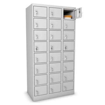 Értékmegőrző fémszekrény, 24 rekeszes, szürke Értékmegőrző fémszekrény, 24 rekeszes, szürke