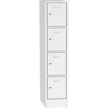 Tárolószekrény, zárható, fém, 4 rekeszes Tárolószekrény, zárható, fém, 4 rekeszes