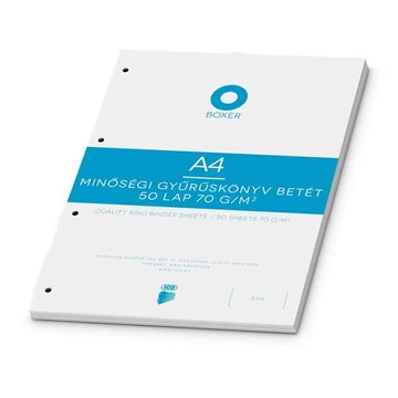 Gyűrűs könyv betét, A4, vonalas, 50 lap, BOXER, fehér Gyűrűs könyv betét, A4, vonalas, 50 lap, BOXER, fehér