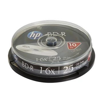 BD-R BluRay lemez, 25GB, 6x, 10 db, hengeren, HP BD-R BluRay lemez, 25GB, 6x, 10 db, hengeren, HP