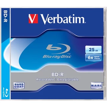 BD-R BluRay lemez, 25GB, 6x, 1 db, normál tok, VERBATIM BD-R BluRay lemez, 25GB, 6x, 1 db, normál tok, VERBATIM