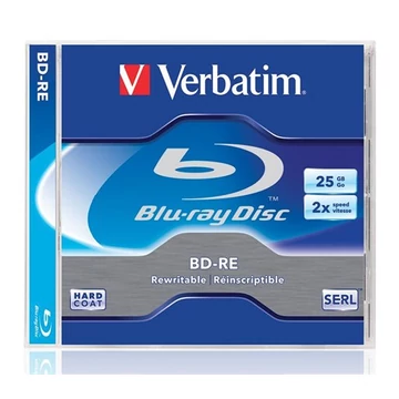 BD-RE BluRay lemez, újraírható, 25GB, 1-2x, 1 db, normál tok, VERBATIM BD-RE BluRay lemez, újraírható, 25GB, 1-2x, 1 db, normál tok, VERBATIM