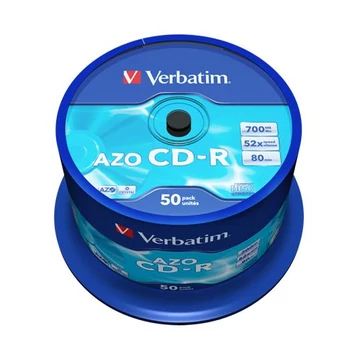 CD-R lemez, Crystal bevonat, AZO, 700MB, 52x, 50 db, hengeren VERBATIM "DataLife Plus" CD-R lemez, Crystal bevonat, AZO, 700MB, 52x, 50 db, hengeren VERBATIM "DataLife Plus"