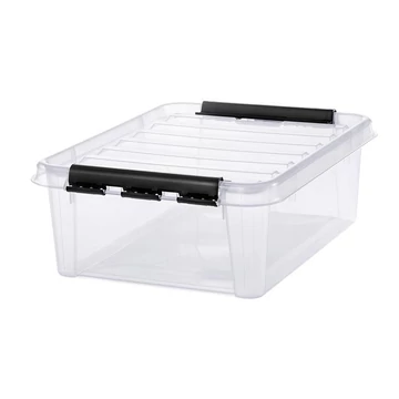 Műanyag tárolódoboz, 21 liter, fekete fogantyúkkal, SMARTSTORE "Classic 24", átlátszó Műanyag tárolódoboz, 21 liter, fekete fogantyúkkal, SMARTSTORE "Classic 24", átlátszó