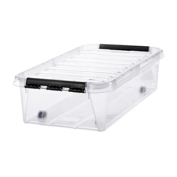 Műanyag tárolódoboz, 31 liter, fekete fogantyúkkal és görgőkkel, SMARTSTORE "Classic 35", átlátszó Műanyag tárolódoboz, 31 liter, fekete fogantyúkkal és görgőkkel, SMARTSTORE "Classic 35", átlátszó