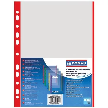 Genotherm, lefűzhető, színes szélű, A4, 40 mikron, narancsos felület, DONAU, piros Genotherm, lefűzhető, színes szélű, A4, 40 mikron, narancsos felület, DONAU, piros