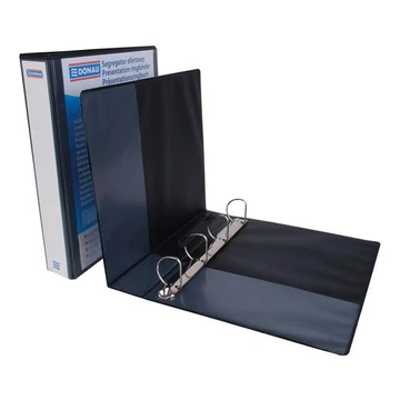 Gyűrűs könyv, panorámás, 4 gyűrű, D alakú, 63 mm, A4, PP, DONAU, fekete Gyűrűs könyv, panorámás, 4 gyűrű, D alakú, 63 mm, A4, PP, DONAU, fekete