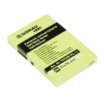 Öntapadó jegyzettömb, 51x76mm, 100 lap, DONAU "ECO", sárga Öntapadó jegyzettömb, 51x76mm, 100 lap, DONAU "ECO", sárga