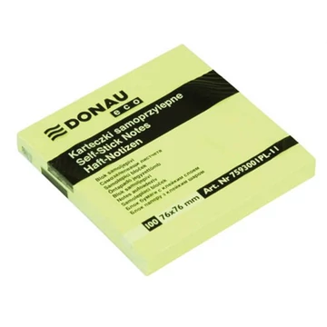 Öntapadó jegyzettömb, 76x76mm, 100 lap, DONAU "ECO", sárga Öntapadó jegyzettömb, 76x76mm, 100 lap, DONAU "ECO", sárga
