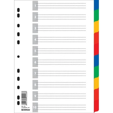 Regiszter, műanyag, A4, 10 részes, DONAU, színes Regiszter, műanyag, A4, 10 részes, DONAU, színes