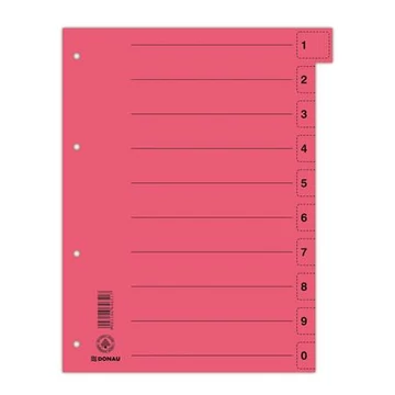 Regiszter, karton, A4, mikroperforált, DONAU, piros Regiszter, karton, A4, mikroperforált, DONAU, piros