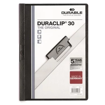 Gyorsfűző, klipes, A4, DURABLE "DURACLIP® 30", fekete Gyorsfűző, klipes, A4, DURABLE "DURACLIP® 30", fekete