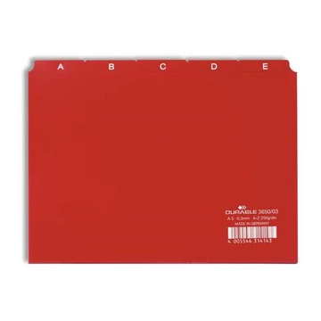 Regiszter, PP, A5, 25 részes, A-Z, DURABLE, piros