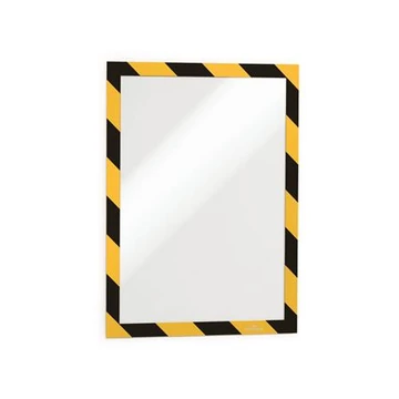 Infokeret, A4, öntapadó háttal, DURABLE "DURAFRAME SECURITY", sárga-fekete