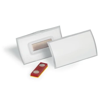 Névkitűző, mágnessel, elfordulásgátlóval, 75x40 mm, DURABLE "CLICK FOLD"