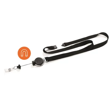 Azonosítókártya-tartó, kihúzható, patentos, nyakbaakasztóval, DURABLE "Extra Strong", fekete Azonosítókártya-tartó, kihúzható, patentos, nyakbaakasztóval, DURABLE "Extra Strong", fekete