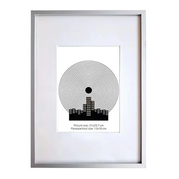 Képkeret, 21x29,7 cm, aluminium keret, "Fotoplus", ezüst