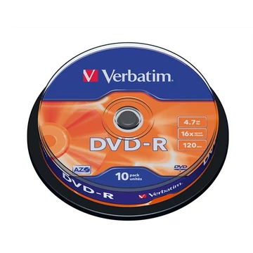 DVD-R lemez, AZO, 4,7GB, 16x, 10 db, hengeren, VERBATIM
