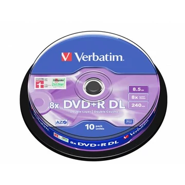 DVD+R lemez, kétrétegű, 8,5GB, 8x, 10 db, hengeren, VERBATIM "Double Layer" DVD+R lemez, kétrétegű, 8,5GB, 8x, 10 db, hengeren, VERBATIM "Double Layer"