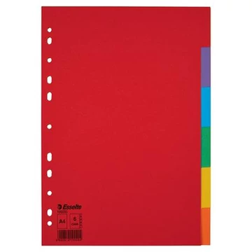 Regiszter, karton, A4, 6 részes, ESSELTE "Economy", színes Regiszter, karton, A4, 6 részes, ESSELTE "Economy", színes
