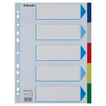 Regiszter, műanyag, A4, 5 részes, ESSELTE Regiszter, műanyag, A4, 5 részes, ESSELTE