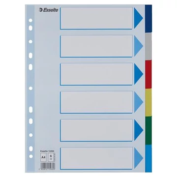 Regiszter, műanyag, A4, 6 részes, ESSELTE Regiszter, műanyag, A4, 6 részes, ESSELTE
