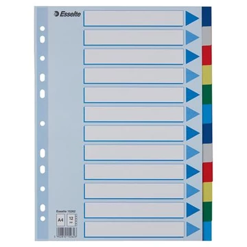 Regiszter, műanyag, A4, 12 részes, ESSELTE Regiszter, műanyag, A4, 12 részes, ESSELTE