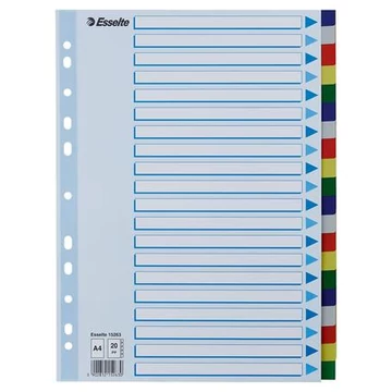 Regiszter, műanyag, A4, 20 részes, ESSELTE Regiszter, műanyag, A4, 20 részes, ESSELTE