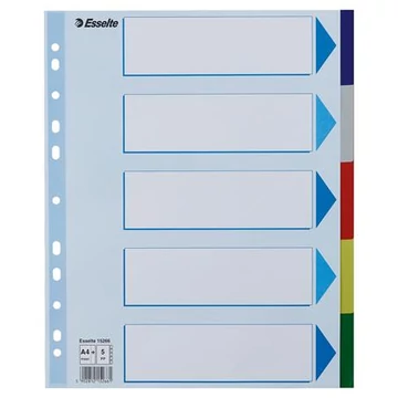Regiszter, műanyag, A4 Maxi, 5 részes, ESSELTE Regiszter, műanyag, A4 Maxi, 5 részes, ESSELTE