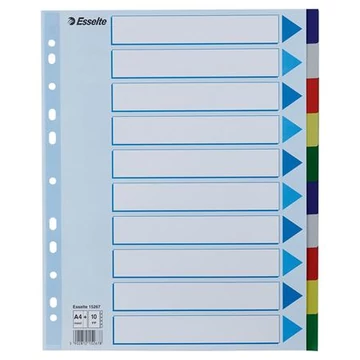 Regiszter, műanyag, A4 Maxi, 10 részes, ESSELTE Regiszter, műanyag, A4 Maxi, 10 részes, ESSELTE