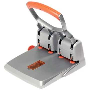 Lyukasztó, nagyteljesítményű, négylyukú, 150 lap, RAPID "HDC150/4 Supreme", ezüst/narancs