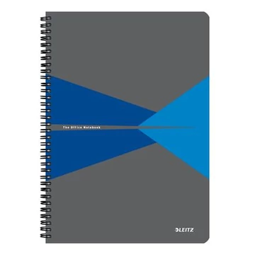 Spirálfüzet, A4, vonalas, 90 lap, PP borító, LEITZ "Office", szürke-kék
