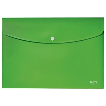 Irattartó tasak, A4, PP, patentos, LEITZ "Recycle", zöld