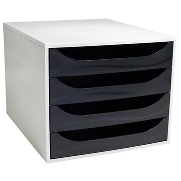 Irattároló, műanyag, 4 fiókos, EXACOMPTA "Ecobox Office", szürke-fekete Irattároló, műanyag, 4 fiókos, EXACOMPTA "Ecobox Office", szürke-fekete