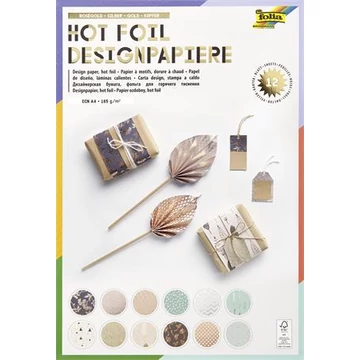 Dekorpapír, A4, 165 g, 12 lap, FOLIA, 12 különböző mintával