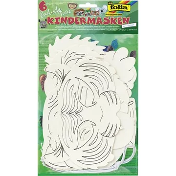 Kreatív maszk, 6 db, fehér, FOLIA, egzotikus állatok