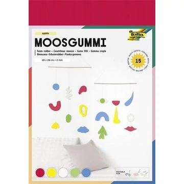 Moosgumi, 20x29 cm, 15 lap, FOLIA "Happy", 5 különböző szín