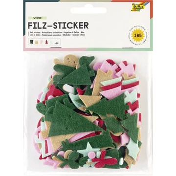 Matrica készlet, filc, 165 db, karácsonyi minták, FOLIA, különböző színek