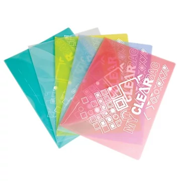Irattartó tasak, A4, PP, patentos, 180 mikron, FLEXOFFICE "FO-CBF05", vegyes színek, 10 db/csomag