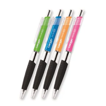 Golyóstoll, 0,35 mm, nyomógombos, vegyes színű, áttetsző test, FLEXOFFICE "Tango", kék, 12 db/csomag