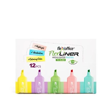 Szövegkiemelő készlet, 1-5 mm, FLEXOFFICE "Flexliner", vegyes pasztell színek Szövegkiemelő készlet, 1-5 mm, FLEXOFFICE "Flexliner", vegyes pasztell színek