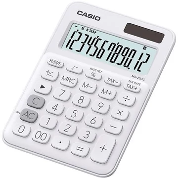 Számológép, asztali, 12 számjegy, CASIO "MS 20UC", fehér